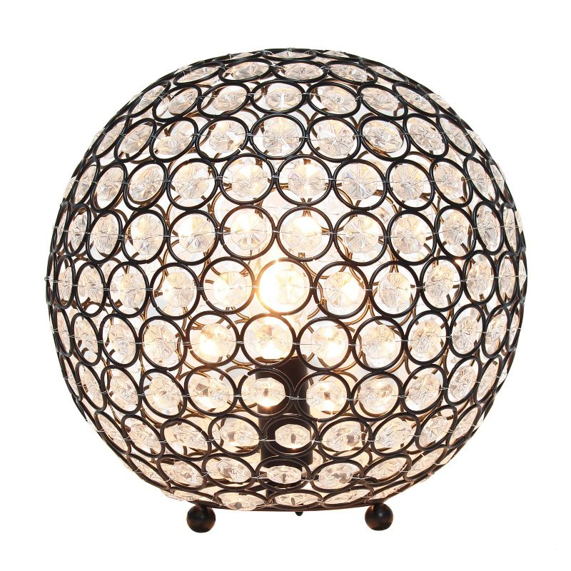 10" Elipse Crystal Ball Sequin Table Lamp Bronze - Elegant Designs: UL Listed, No Assembly Required, Metal & Crystal Shade