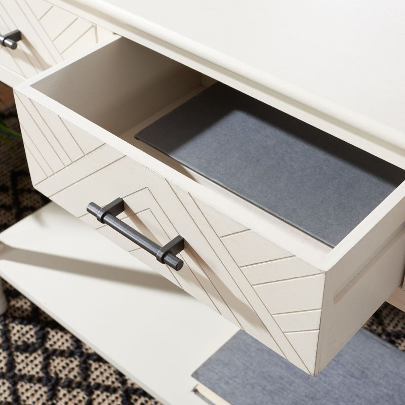 Peyton 3 Drawer Console Table - Distressed White - Safavieh