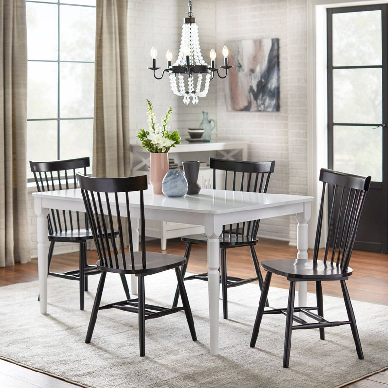 Buylateral Set of 2  Solid Wood Spindle Dining Chairs Black: Solid Rubberwood, Unupholstered