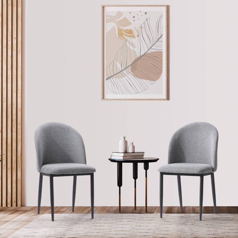 Nash Side Chair with Black Legs Gray - CorLiving: Mid-Century Design, Chenille Upholstery, Foam Support