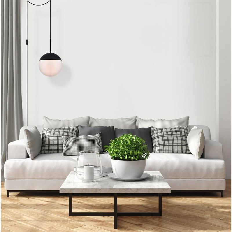 Elegant Lighting Eclipse 1 Light Black plug in pendant With Frosted White Glass