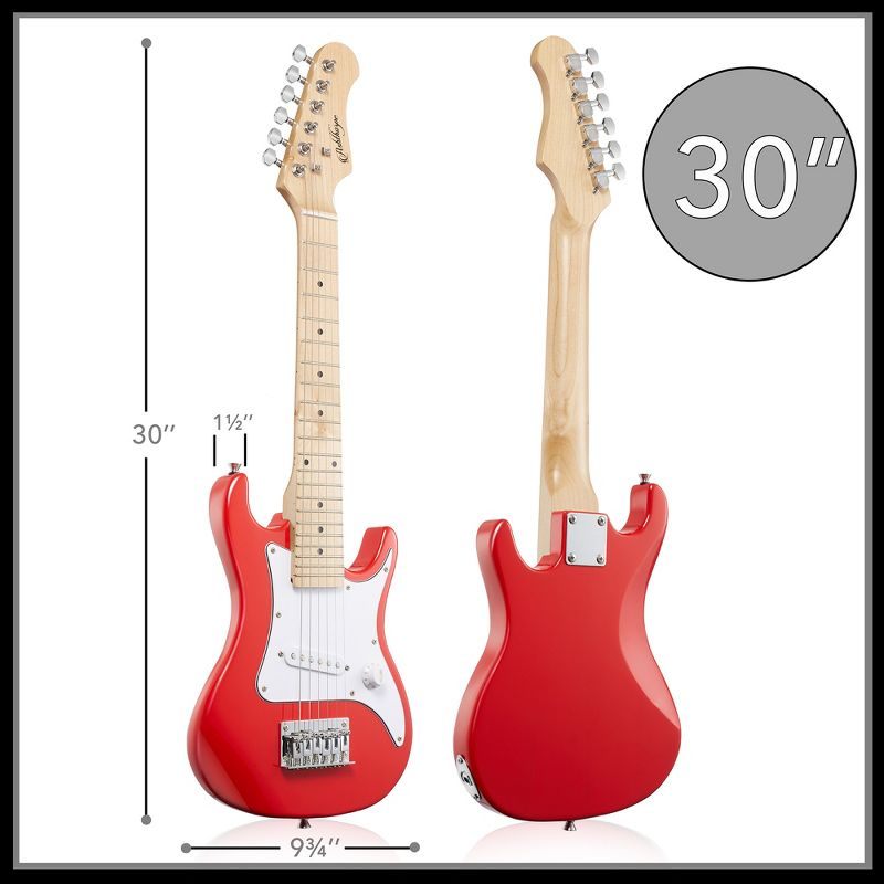 Ashthorpe 30-Inch Beginner Electric Guitar with Amplifier - Red, Kids Basic Starter Kit with Gig Bag and Accessories