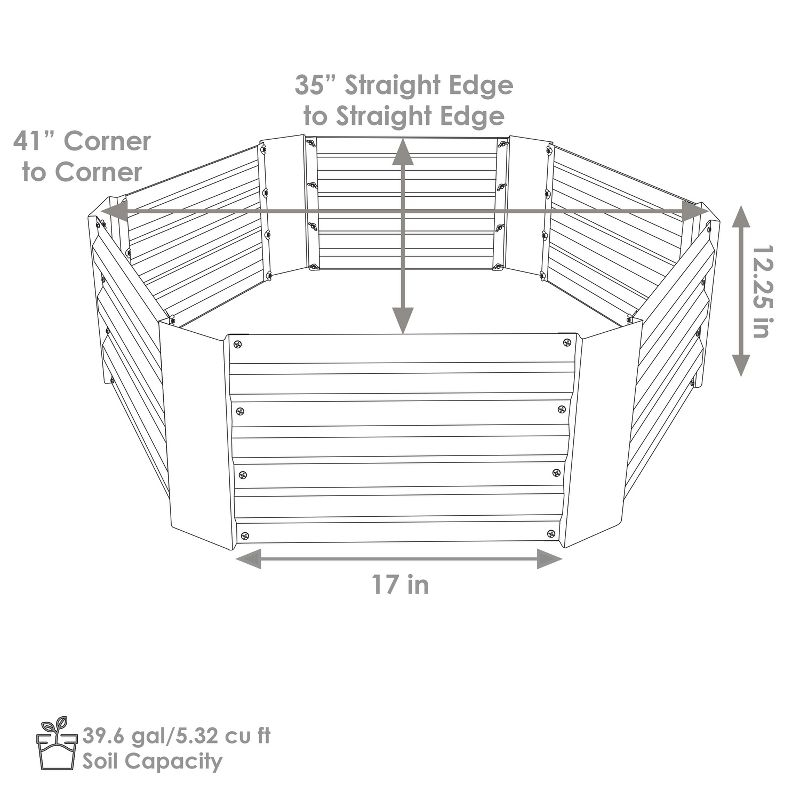 Sunnydaze Galvanized Steel Hexagon-Shaped Raised Garden Bed - Gray