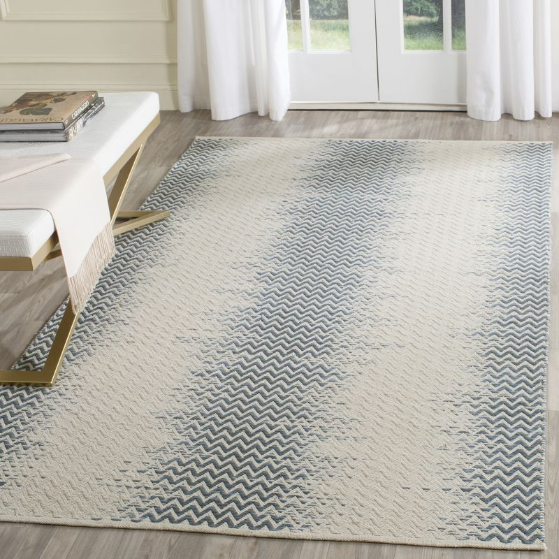 Cotton Kilim KLC121 Hand Woven Area Rug - Blue/Ivory - 4'x6' - Safavieh