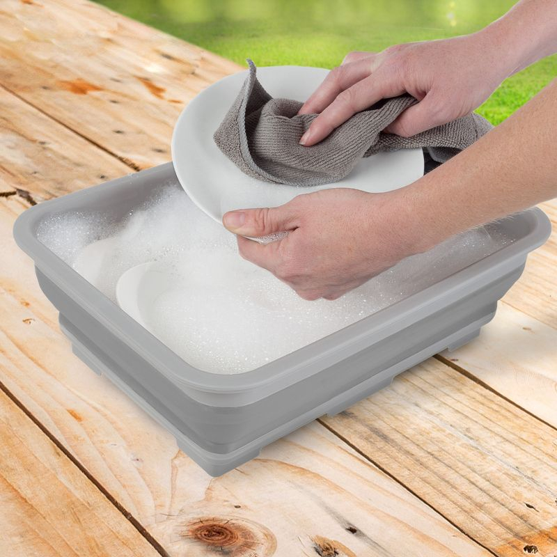 Leisure Sports Collapsible Multiuse Portable Wash Bin - 10L, Gray