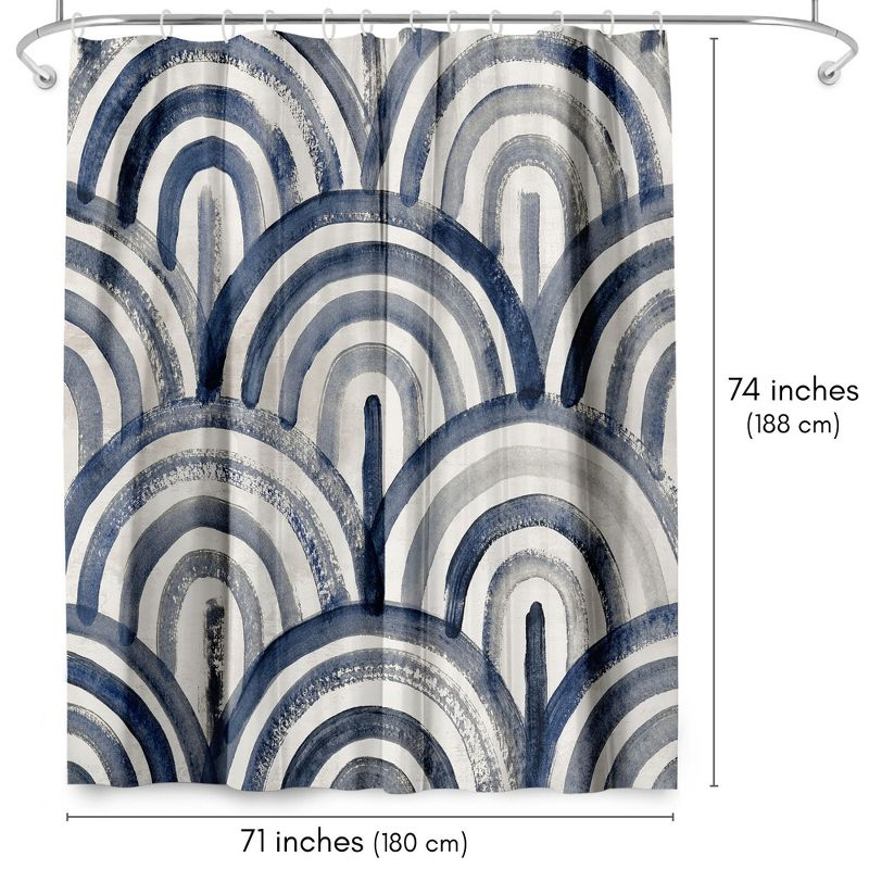 71x74 Blue Abstract Shower Curtain - 100% Polyester - Water-Resistant Bath Curtain