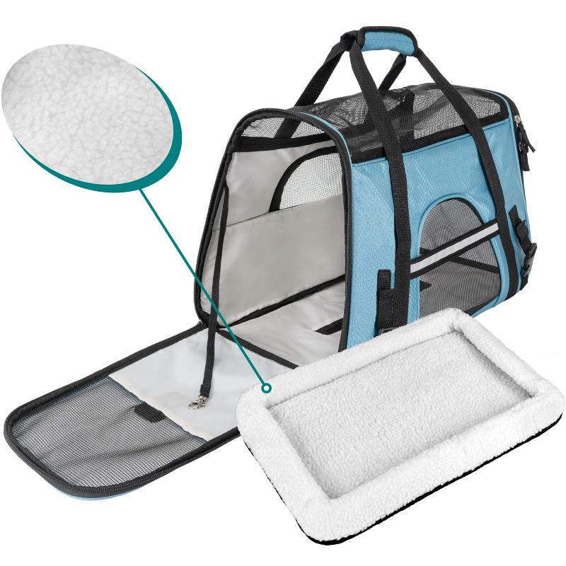 PetAmi Airline Approved Pet Carrier for Cat Dog, Soft Sided Travel Supplies Accessories, Ventilated Carrying Bag Kitten Puppy (Light Blue, Small)