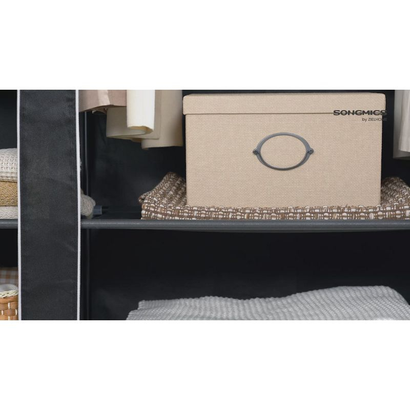 SONGMICS 59" Closet Wardrobe Portable Closet Organizer Storage Clothing Rack Shelf with Non-Woven Fabric Cover Gray