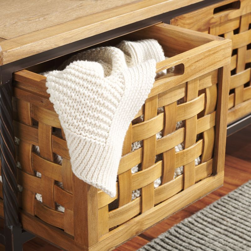 Isaac Wooden Storage Bench - AMH6530 - Oak - Safavieh Couture