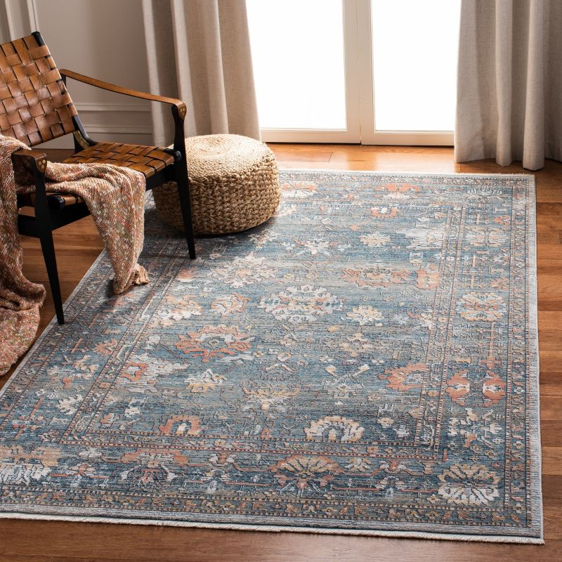 Victoria VIC905 Power Loomed Indoor Area Rug - Blue/Ivory - 5'x8' - Safavieh