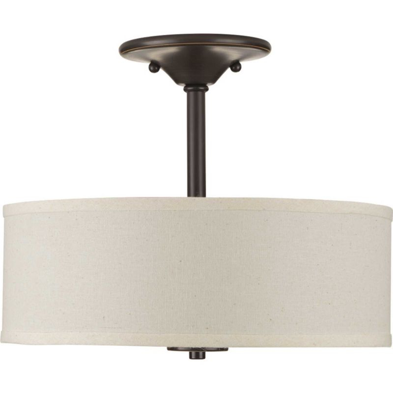 Progress Lighting, Inspire Collection, 2-Light Semi-Flush Mount, Brushed Nickel, Linen Shade