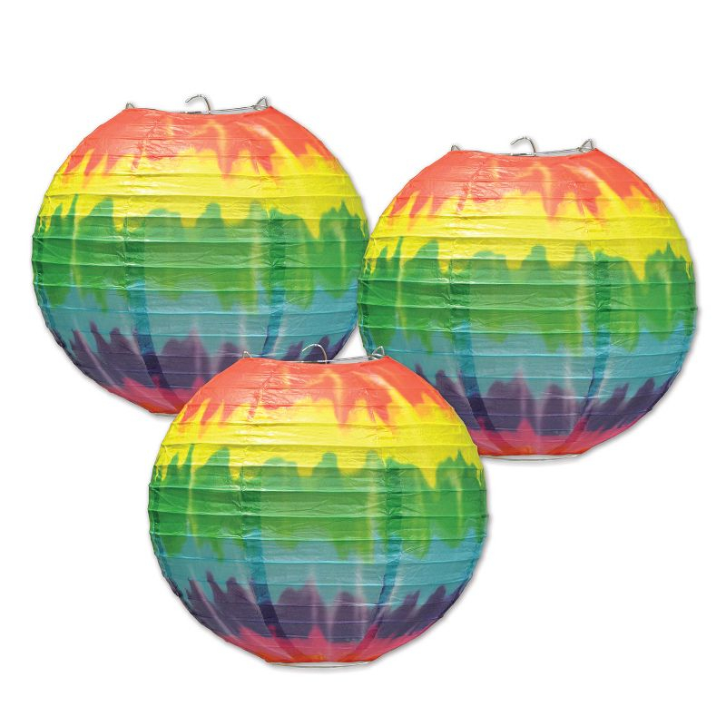 Beistle Tie-Dyed Paper Lanterns, 9.5", (3/Pkg) Multicolored