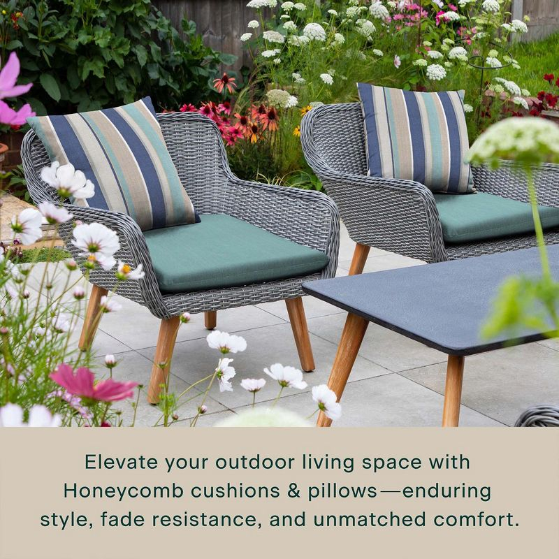 Honeycomb Outdoor Universal Seat Cushion (2-Pack) - Textured Solid Coastal Blue