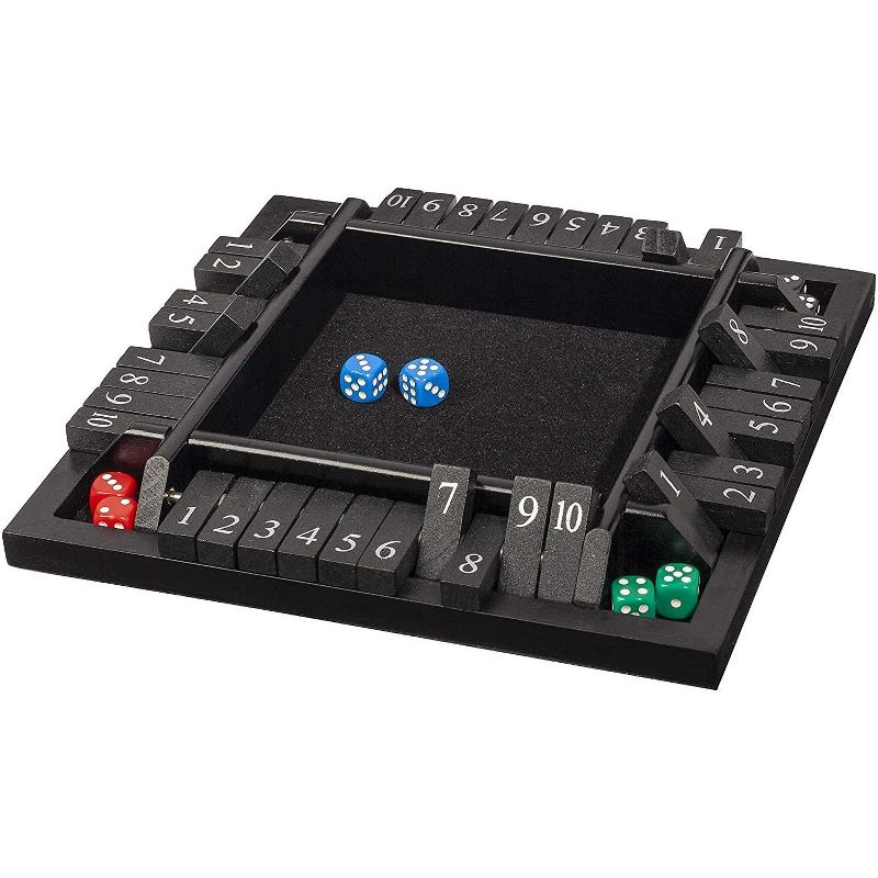 WE Games 4 Player Travel Shut The Box Board Game, Black Stain, 8.5 in.