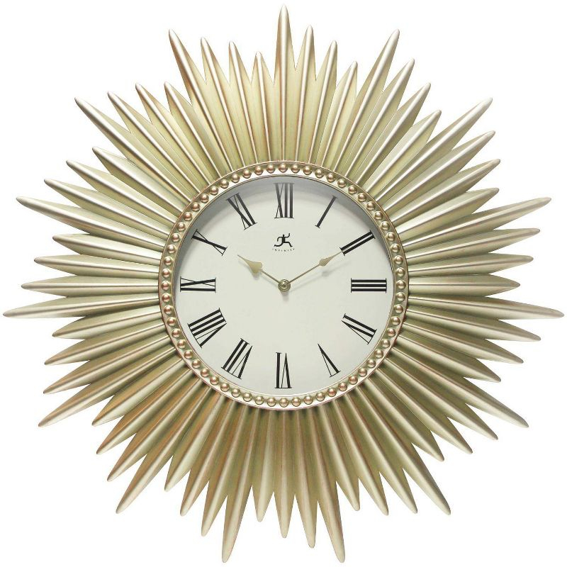24" Sunburst Wall Clock Gold - Infinity Instruments: Modern Star-Shaped, Analog Display, Indoor Use