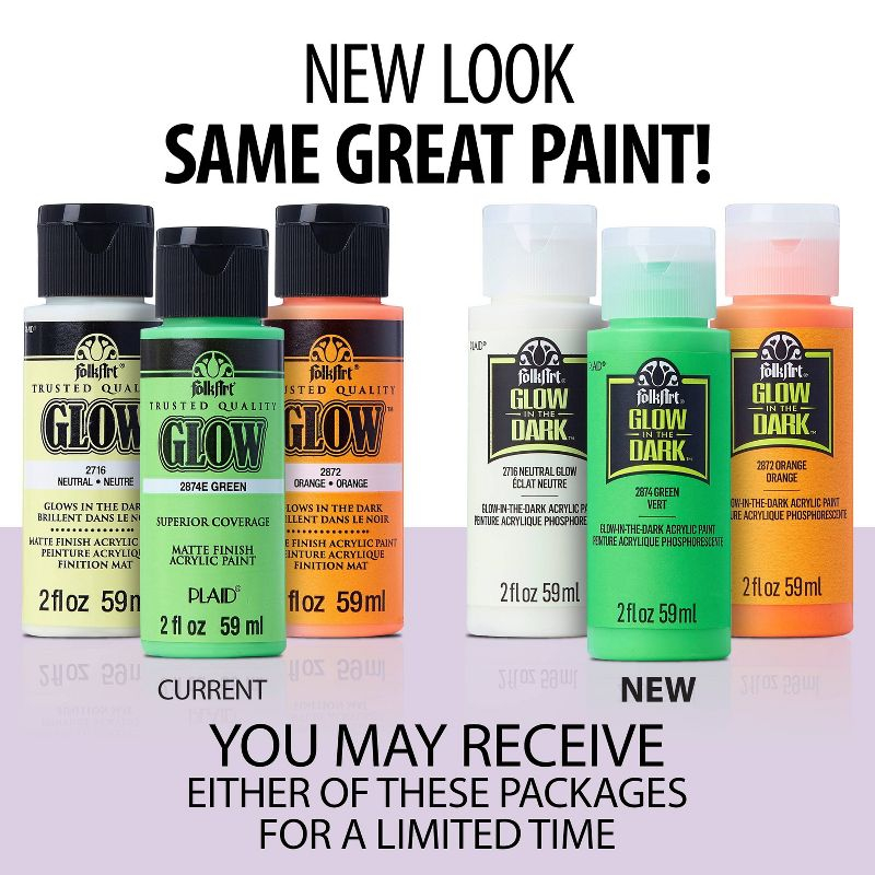 Fa Neon Glw In Drk 8Pc Set 20Z: Multicolored Acrylic Paint & Primer, Interior Use, 24 Sq Ft Coverage, Fast Drying