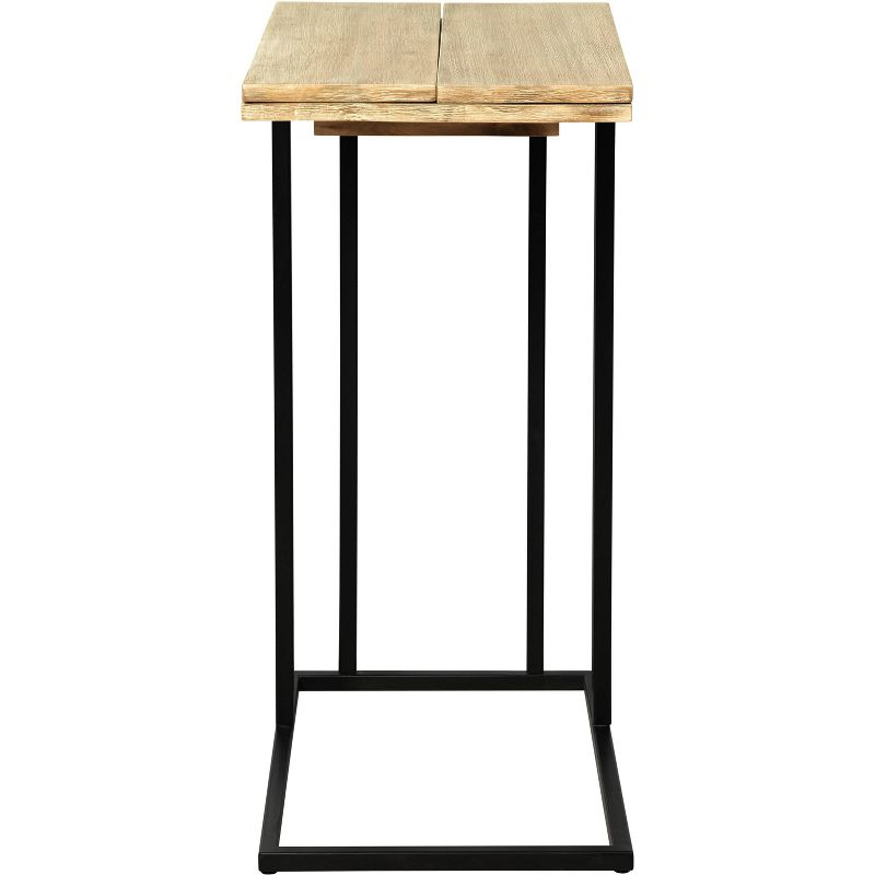 Harton Rustic Expandable C Side Table - Natural Wood - Serta: Over Sofa Design, Black Metal Legs