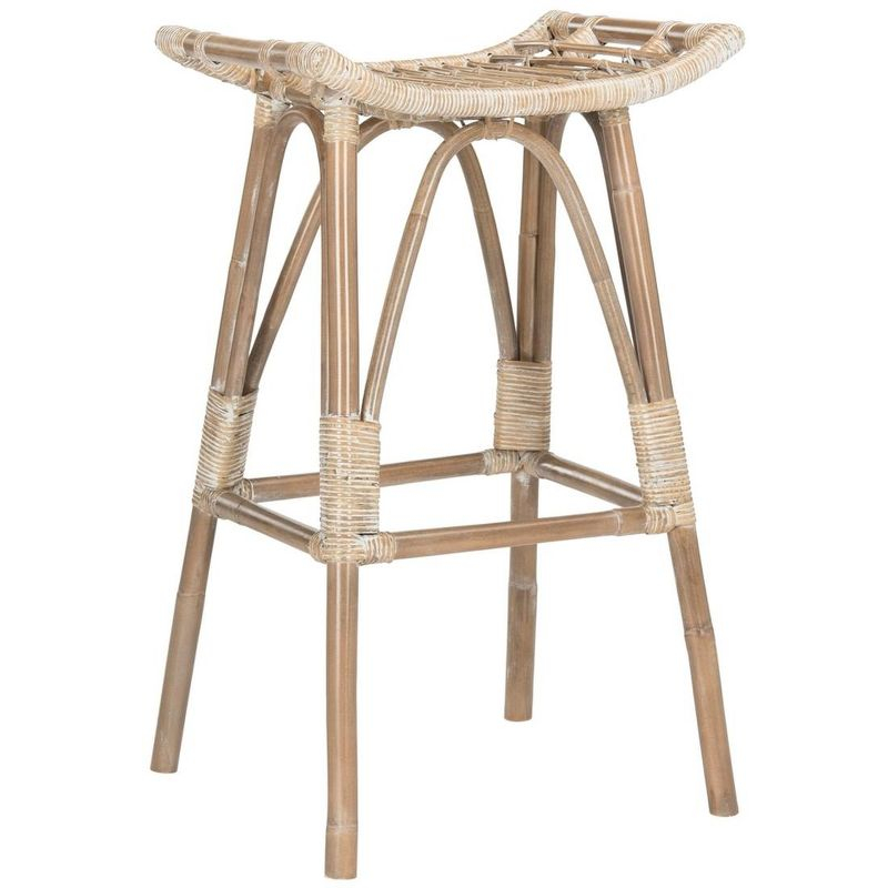 Leda Rattan Bar Stool - WIK6511 - White/Grey - Safavieh