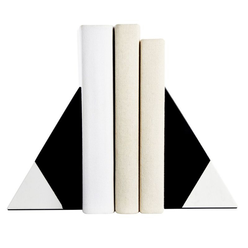 Juvale Set of 2 Decorative Bookends for Shelves, Marble Decor (Black and White)