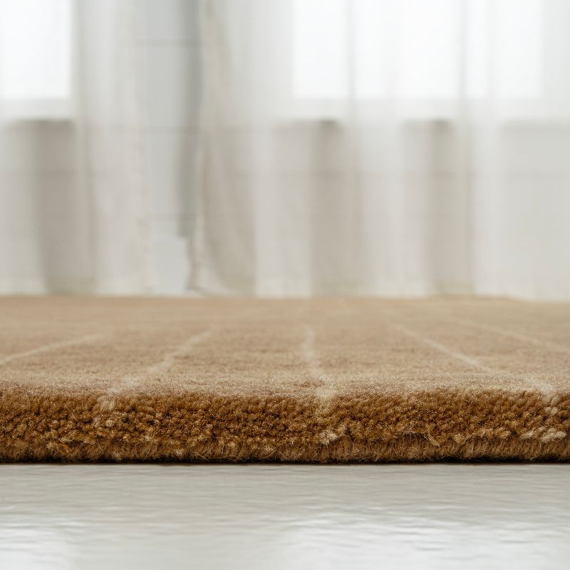 JONATHAN Y Retro Bohemian Abstract Striped Handwoven Wool Light Brown/Beige 6 ft. x 9 ft. Area Rug
