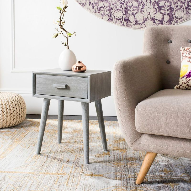 Lyle 1 Drawer Side Table - SlateGrey - Safavieh.