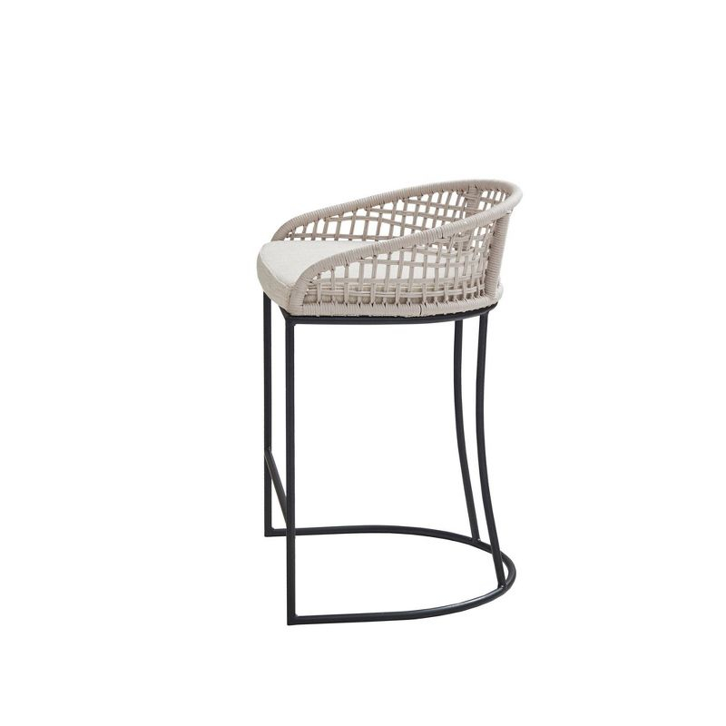 25" Rosita Woven Counter Height Barstool Natural - Madison Park: Chic Coastal, Metal Base
