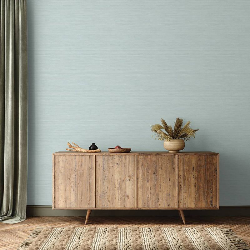 Tempaper & Co.® Faux Horizontal Grasscloth Removable Peel and Stick Wallpaper, Textured Seaglass, 56 sq ft: Vinyl, Prepasted