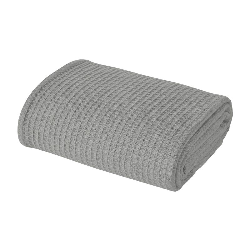 Modern Threads Thermal Waffle Weave Light Gray Cotton Bed Blanket, Twin