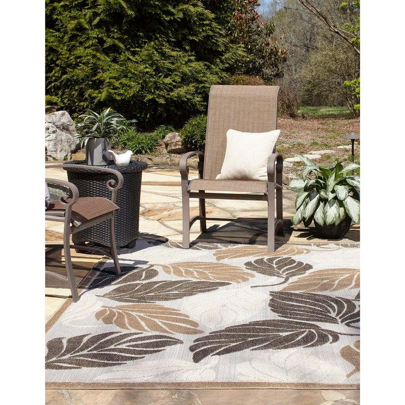 Unique Loom 6' 1 x 9' 0 Beige Outdoor Botanical Augusta Area Rug