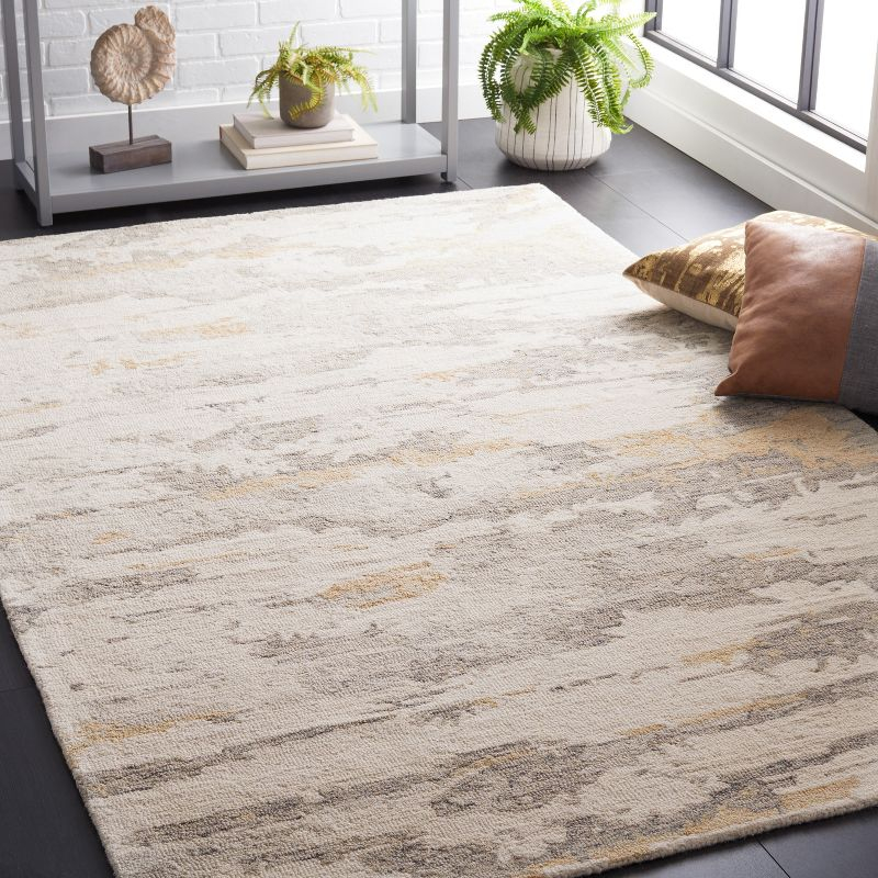 Abstract ABT465 Handmade Indoor Area Rug - Ivory/Grey - 4'x6' - Safavieh