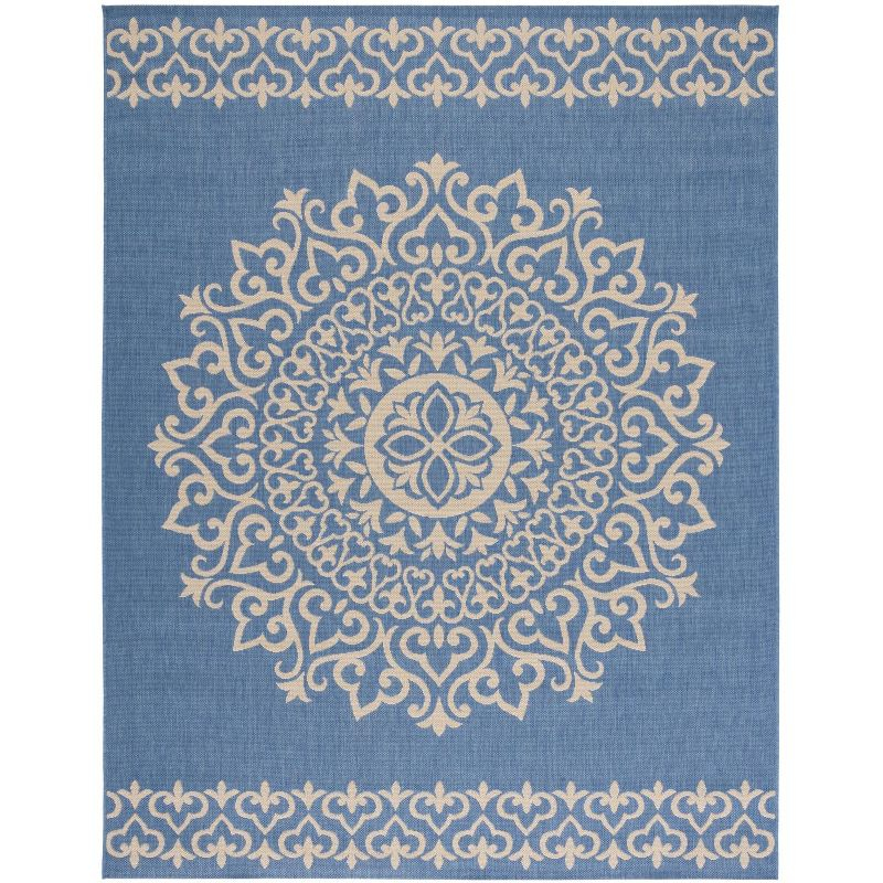 Beach House BHS183 Power Loomed Indoor/Outdoor Area Rug - Cream/Blue - 8'x10' - Safavieh