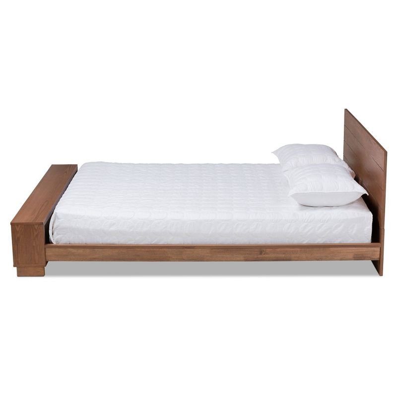 Queen Regina Wood Platform Storage Bed with Built-In Shelves - Baxton Studio: Rustic Bedroom Furniture