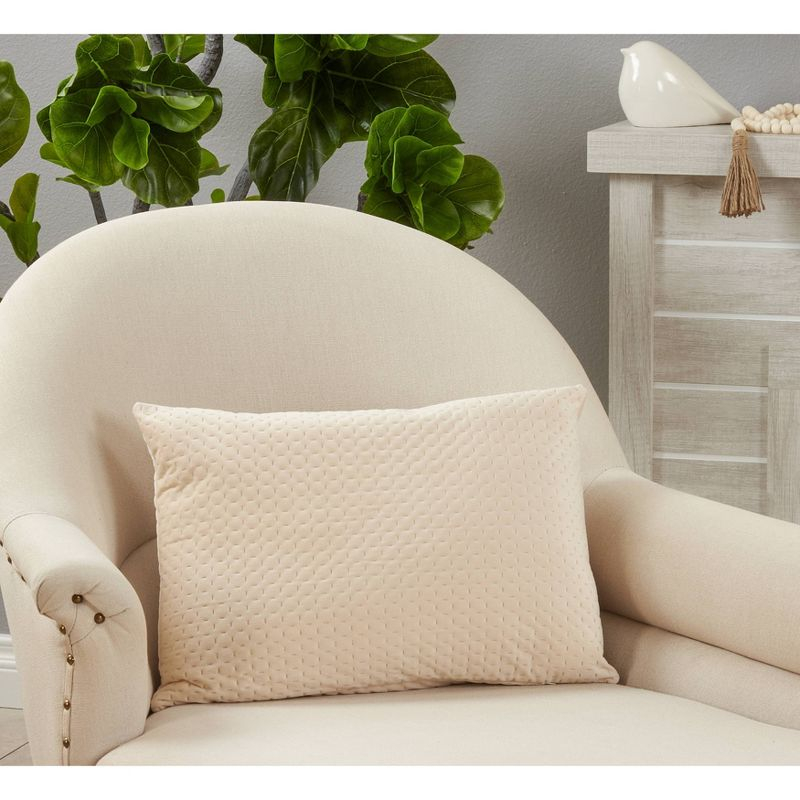 14"x20" Oversize Pinsonic Velvet Design Poly-Filled Lumbar Throw Pillow Natural - Saro Lifestyle: Indoor Rectangle Accent Cushion, Zippered