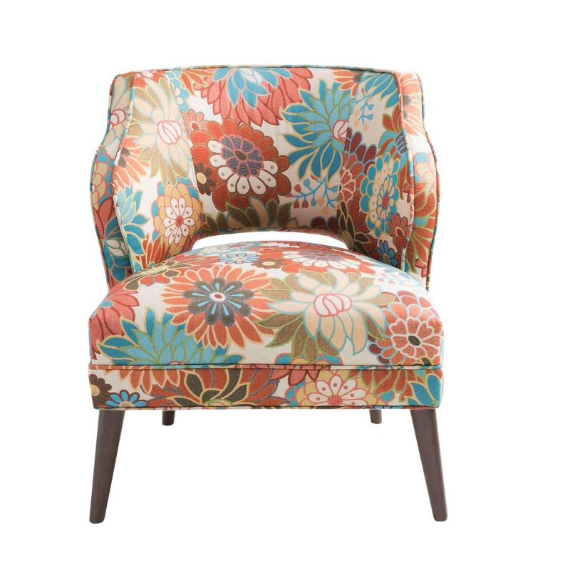 Maren Open Back Accent Chair Peach: Madison Park, Upholstered, Botanical Pattern, Living Room Furniture