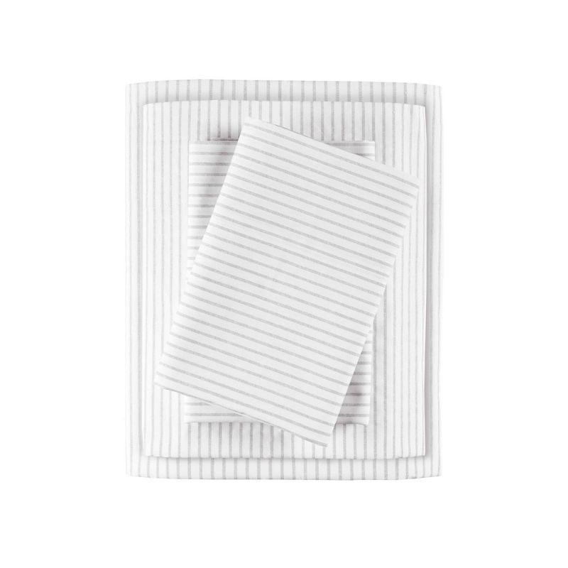 Full 200 Thread Count Printed Cotton Sheet Set Gray Stripe