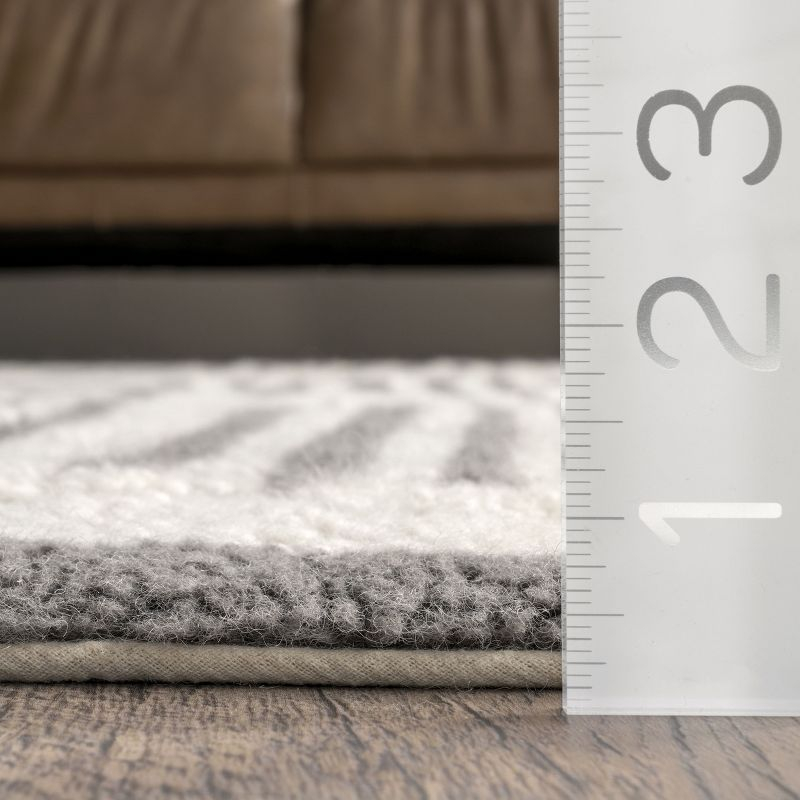 Nuloom Tayshia Striped 6x9 Machine Washable Wool Indoor Area Rug for Living Room Bedroom Dining Room Kitchen, Ivory