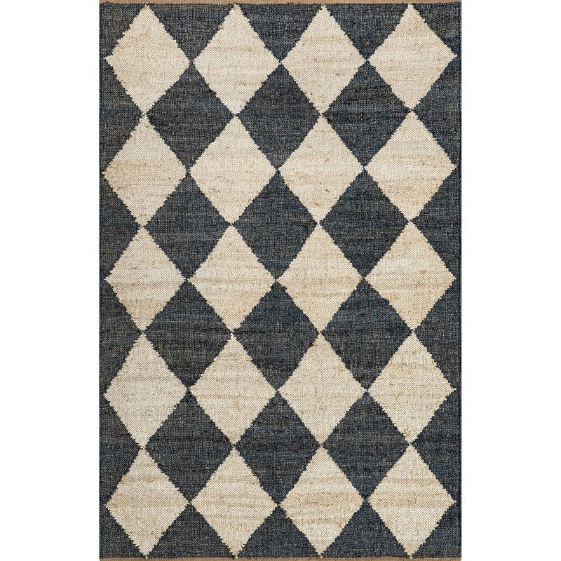 Nuloom Louie Diamond Checkerboard Jute Area Rug, 5' x 8', Charcoal