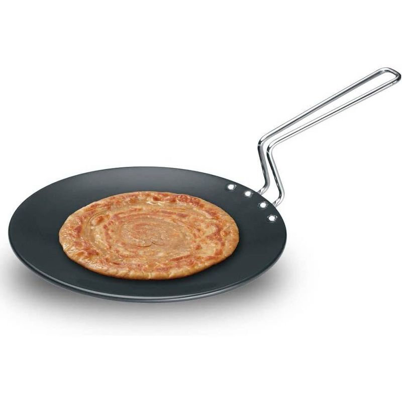 Hawkins Futura Hard Anodized Concave Tava Griddle with Steel Handle: Gas Compatible, Aluminum Surface, Hand Wash