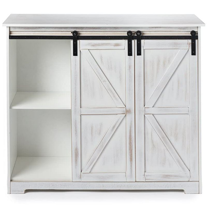 The Lakeside Collection Barn Door-Style Buffet Cabinets - Rustic Wood