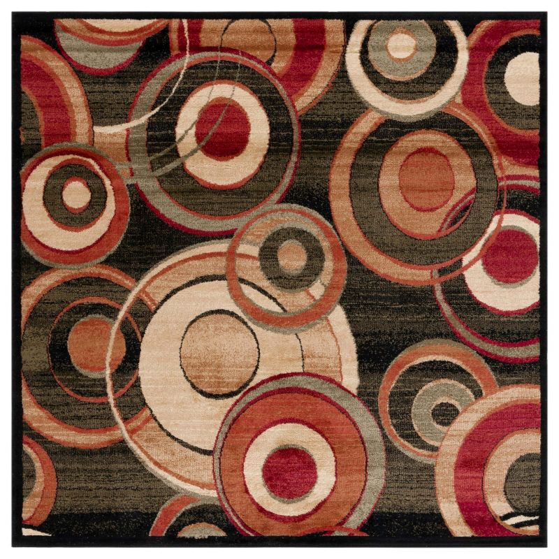 Lyndhurst LNH225 Power Loomed Area Rug - Black/Multi - 6'x6' - Safavieh