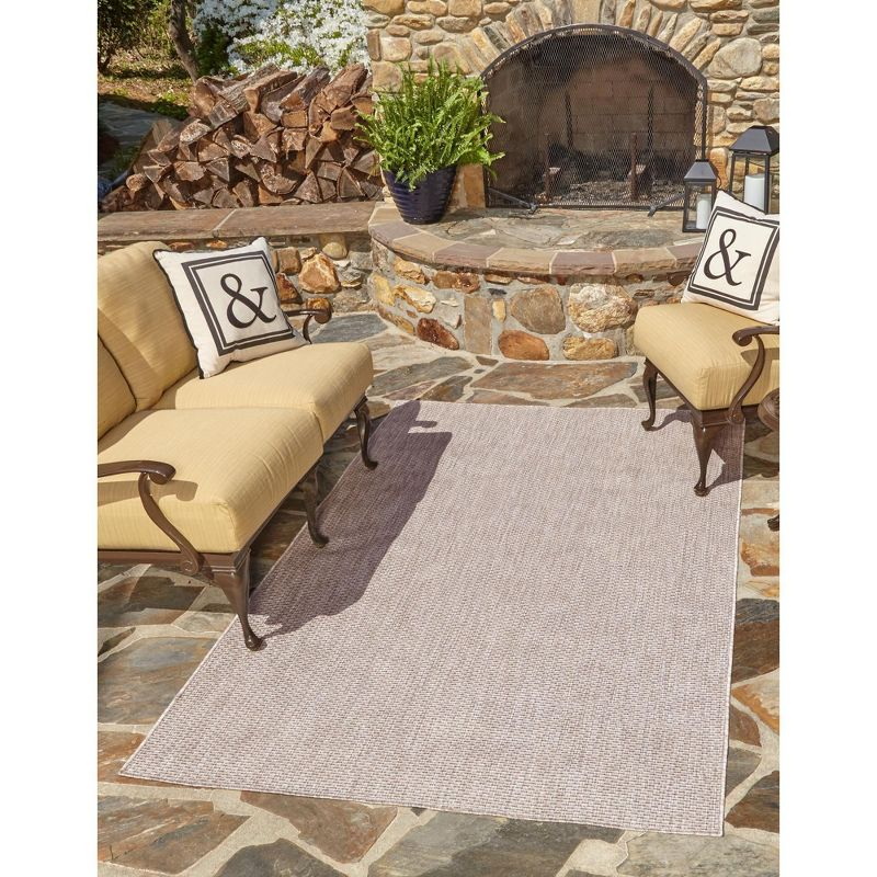 Unique Loom 4' 1 x 6' 1 Rectangle Indoor/Outdoor Solid Beige Area Rug