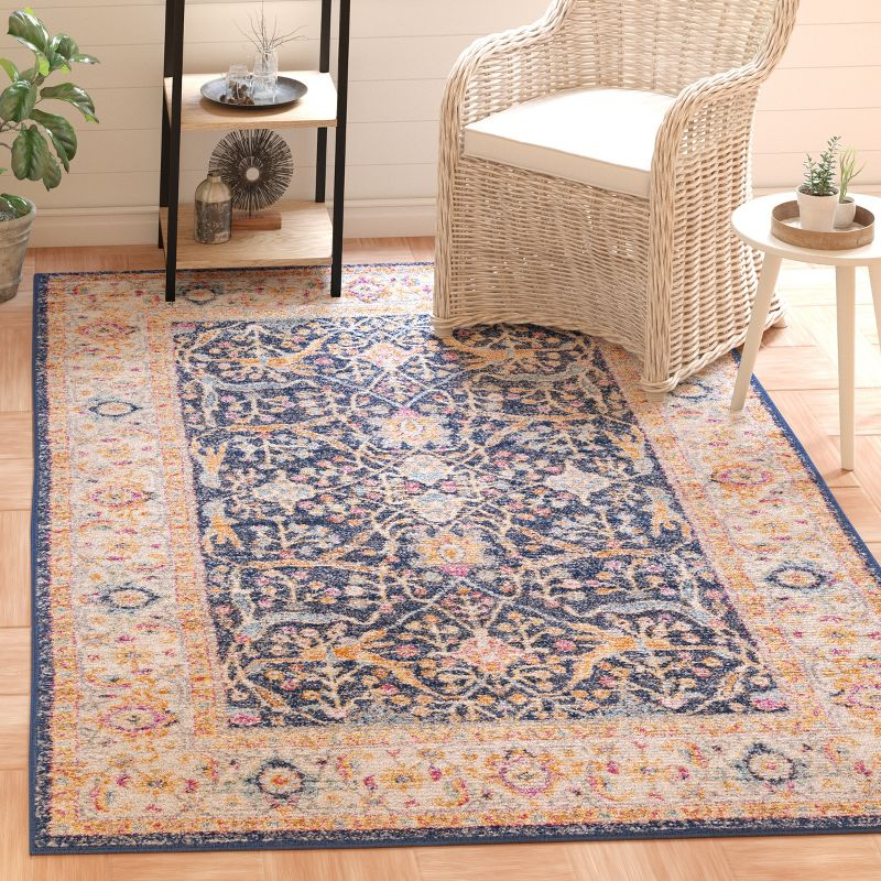 Madison MAD612 Power Loomed Area Rug - Navy/Creme - 5'3"x5'3" - Safavieh.