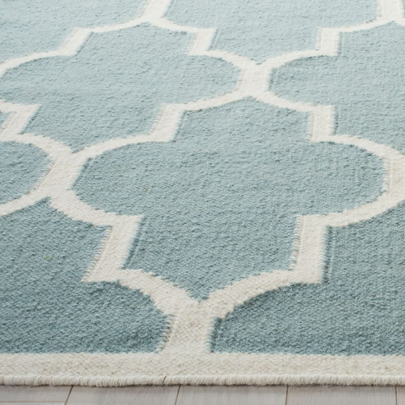Dhurries DHU632 Hand Woven Area Rug - Light Blue/Ivory - 6'x9' - Safavieh.