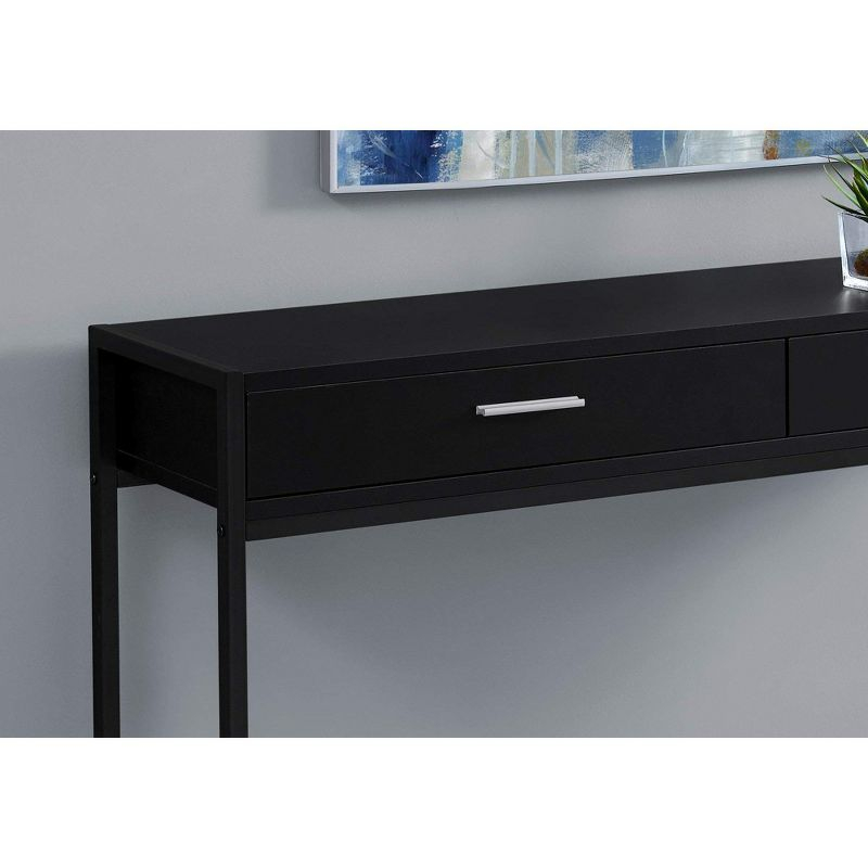 Monarch Specialties Accent Table Console Entryway Narrow Sofa Storage Drawer Living Room Bedroom Black Laminate Black Metal Contemporary Modern
