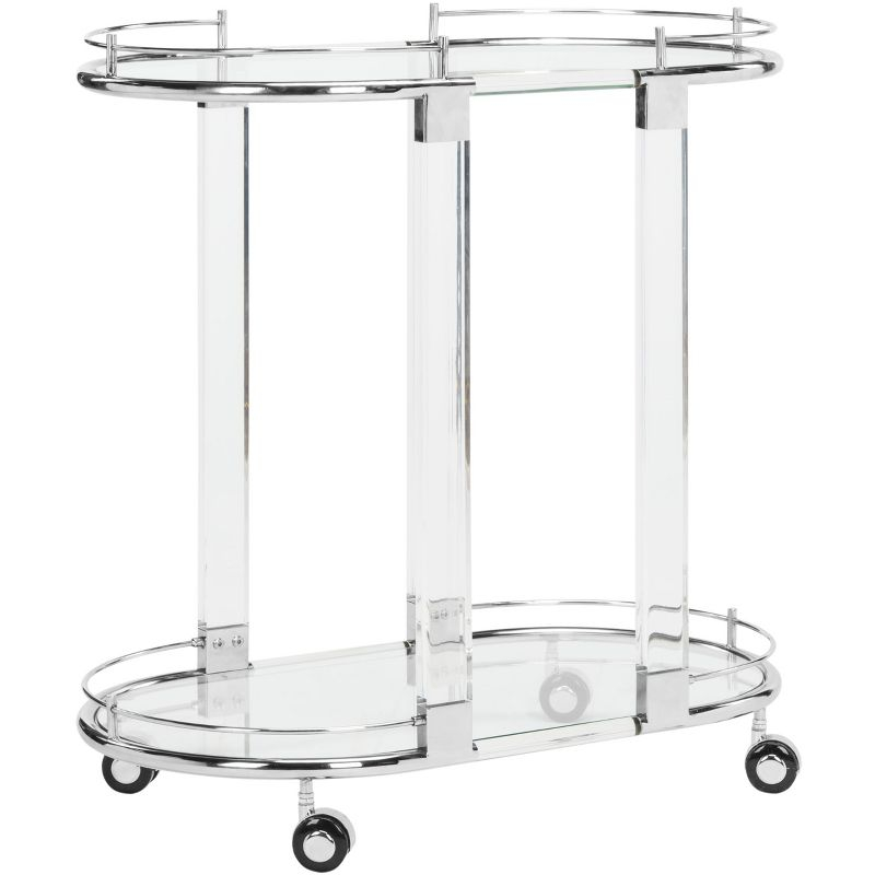 Lennon Acrylic Bar Trolley - Chrome - Safavieh