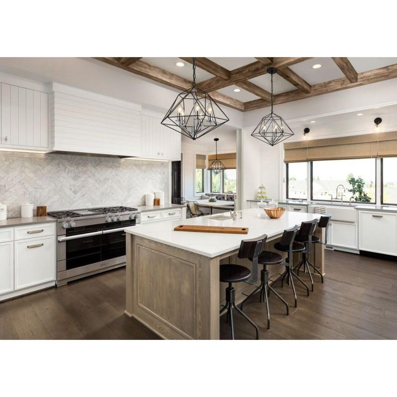 Z-Lite Geo 5 - Light Chandelier in  Matte Black/Chrome