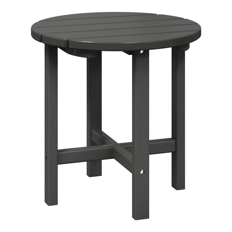 WestinTrends All-Weather Outdoor Patio Round Poly Adirondack Side Table, Gray
