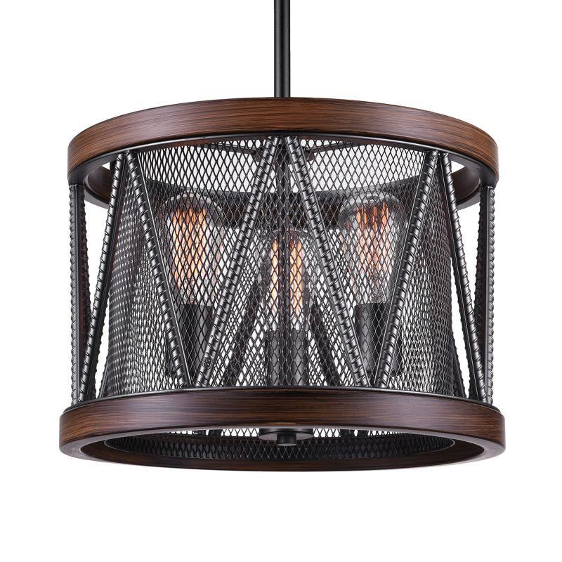 CWI Lighting Parsh 3 Light Drum Shade Chandelier With Pewter Finish
