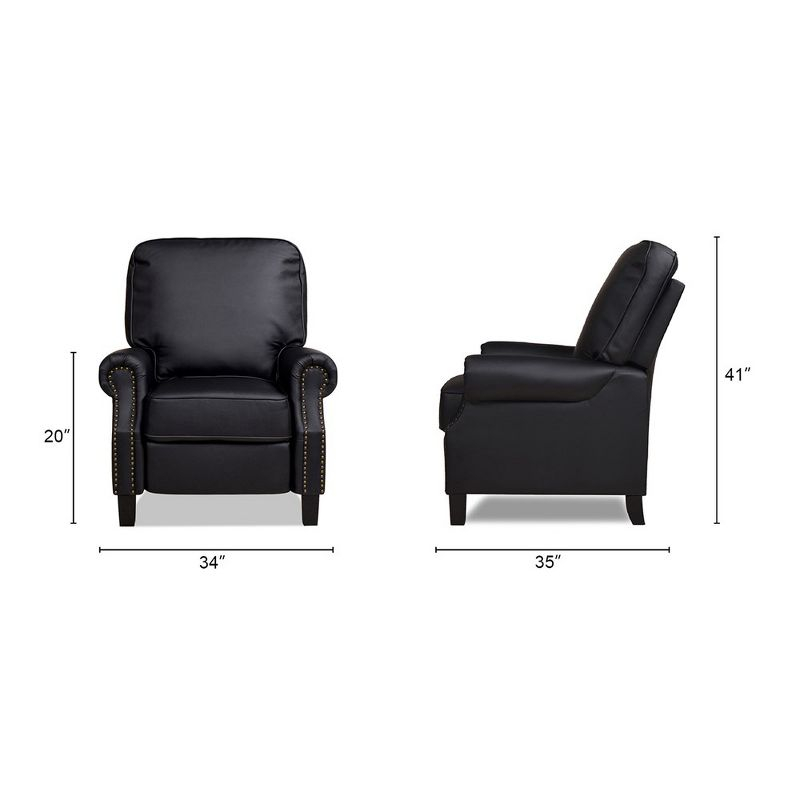 Charlie Design Auden 34" Manual Recliner Accent Chair, Ink Black Bonded Leather