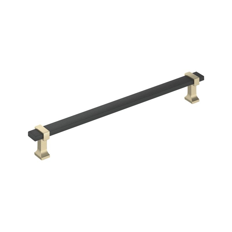Amerock Overton 12 inch (305mm) Center-to-Center Brushed Matte Black/Golden Champagne Appliance Pull